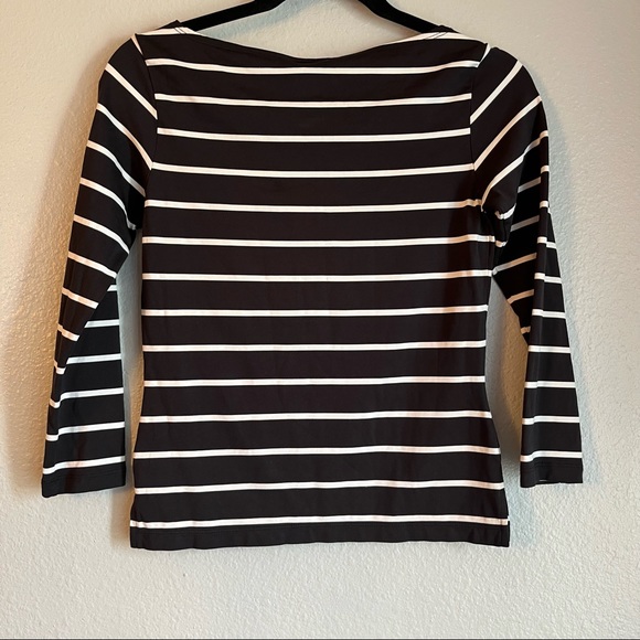 INC Petite Womens Classic Black & White Striped Boat Neck Top - Picture 6 of 8